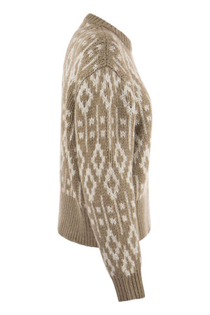 BRUNELLO CUCINELLI Nordic-Inspired Jacquard Cashmere Sweater with Feather Sequins for Women