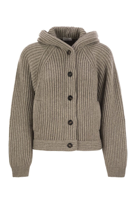 BRUNELLO CUCINELLI Hooded Cashmere Cardigan for Women - Loose Fit