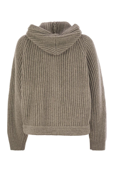 BRUNELLO CUCINELLI Hooded Cashmere Cardigan for Women - Loose Fit