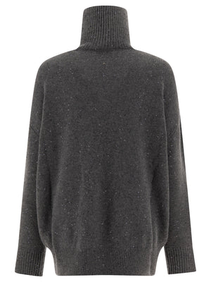 Áo len cổ lọ cao cấp Cashmere-Lụa với hạt lấp lánh