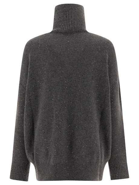 BRUNELLO CUCINELLI Luxurious Cashmere-Silk Turtleneck with Sequins