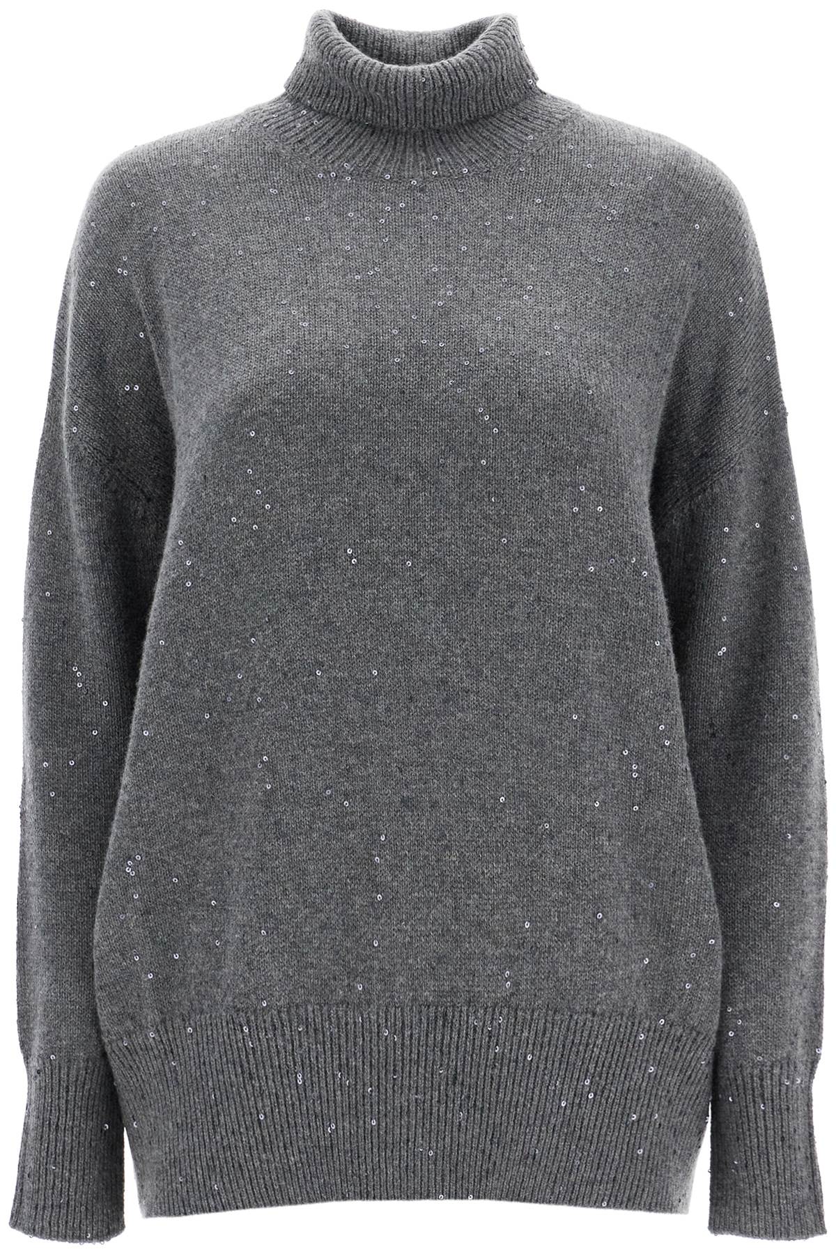 BRUNELLO CUCINELLI Luxury Cashmere-Silk Turtleneck Sweater with Sequins