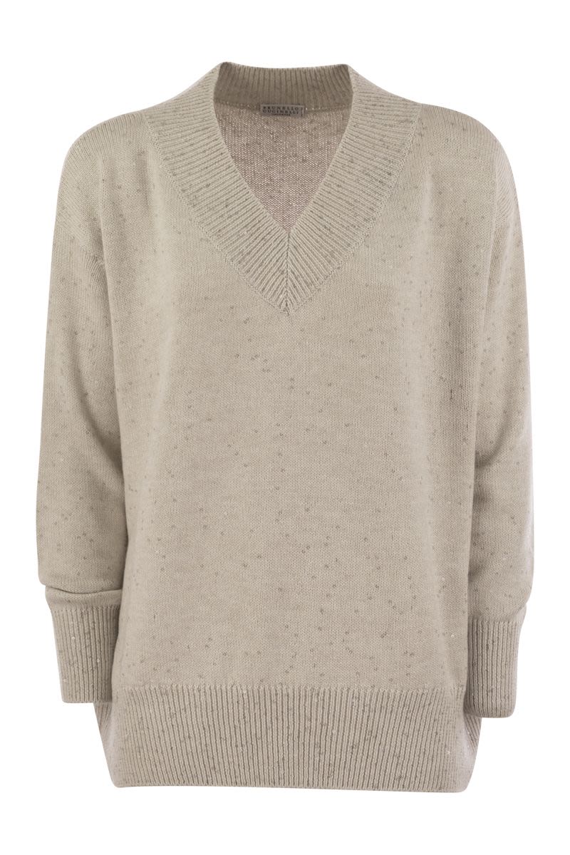 BRUNELLO CUCINELLI Luxurious Silk-Cashmere Sweater with Sequin Accents