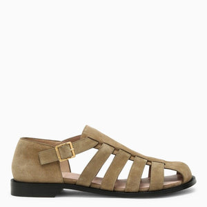 LOEWE Men's Beige Suede Sandals for the Summer Season