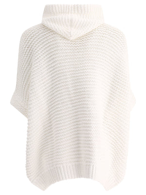 BRUNELLO CUCINELLI Soft Feather Yarn Link Stitch Poncho-Style Cardigan for Women