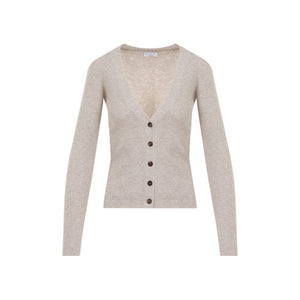 BRUNELLO CUCINELLI Lurex Cashmere Blend Cardigan in Beige