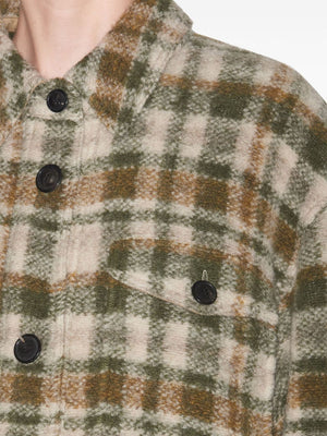 ISABEL MARANT ETOILE Chic Green Checkered Wool-Blend Jacket