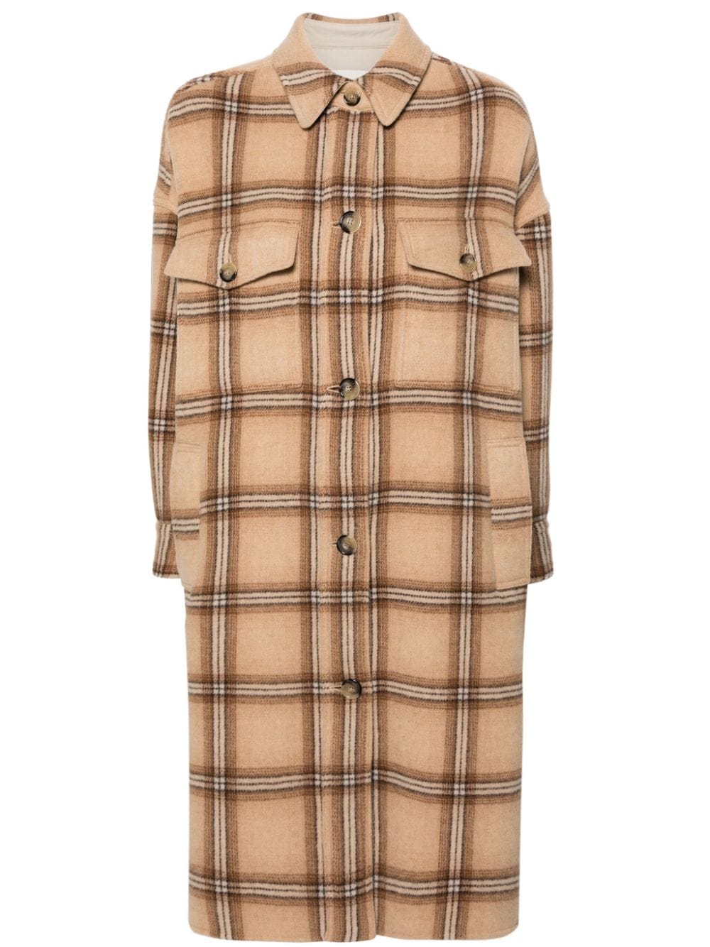 ISABEL MARANT Checkered Design Wool Jacket with Box-Pleat Detail