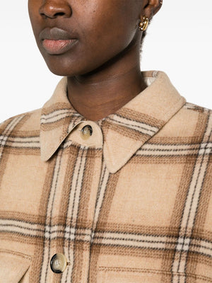 ISABEL MARANT Checkered Design Wool Jacket with Box-Pleat Detail