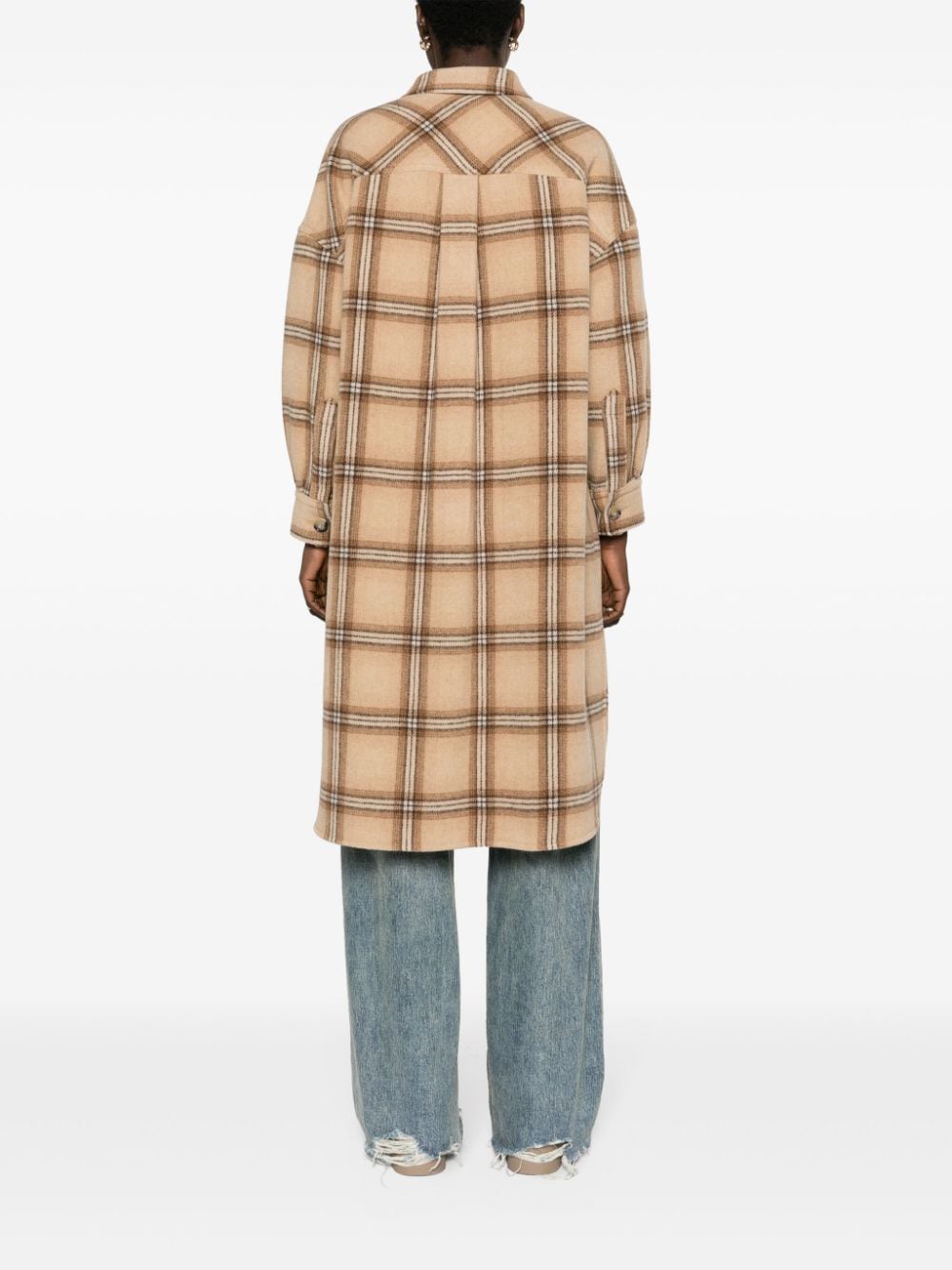 ISABEL MARANT Checkered Design Wool Jacket with Box-Pleat Detail