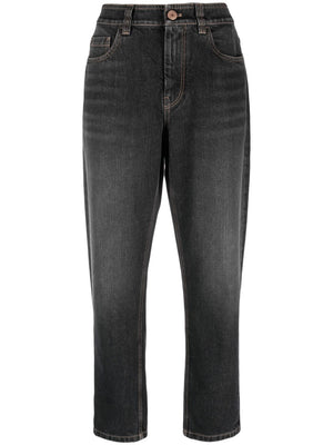 BRUNELLO CUCINELLI Washed Grey Signature Chain Detail Denim Pants