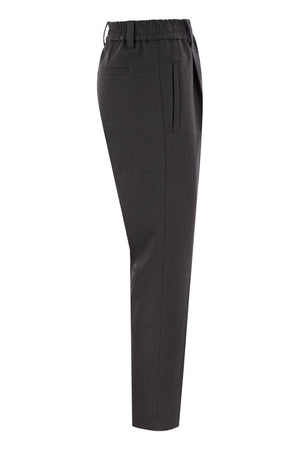 BRUNELLO CUCINELLI Elegant Stretch Cotton Jewel-Embellished Trousers