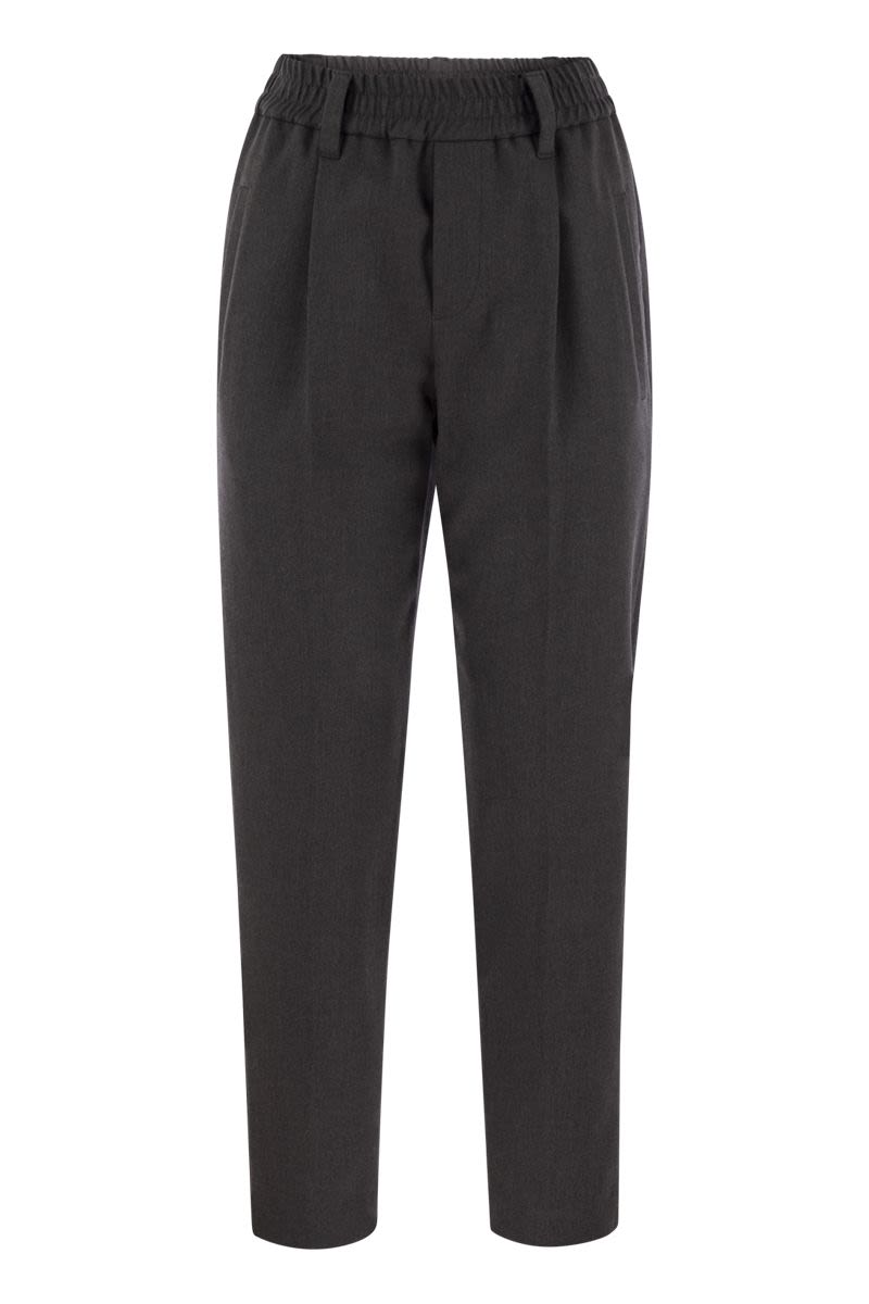 BRUNELLO CUCINELLI Elegant Stretch Cotton Jewel-Embellished Trousers