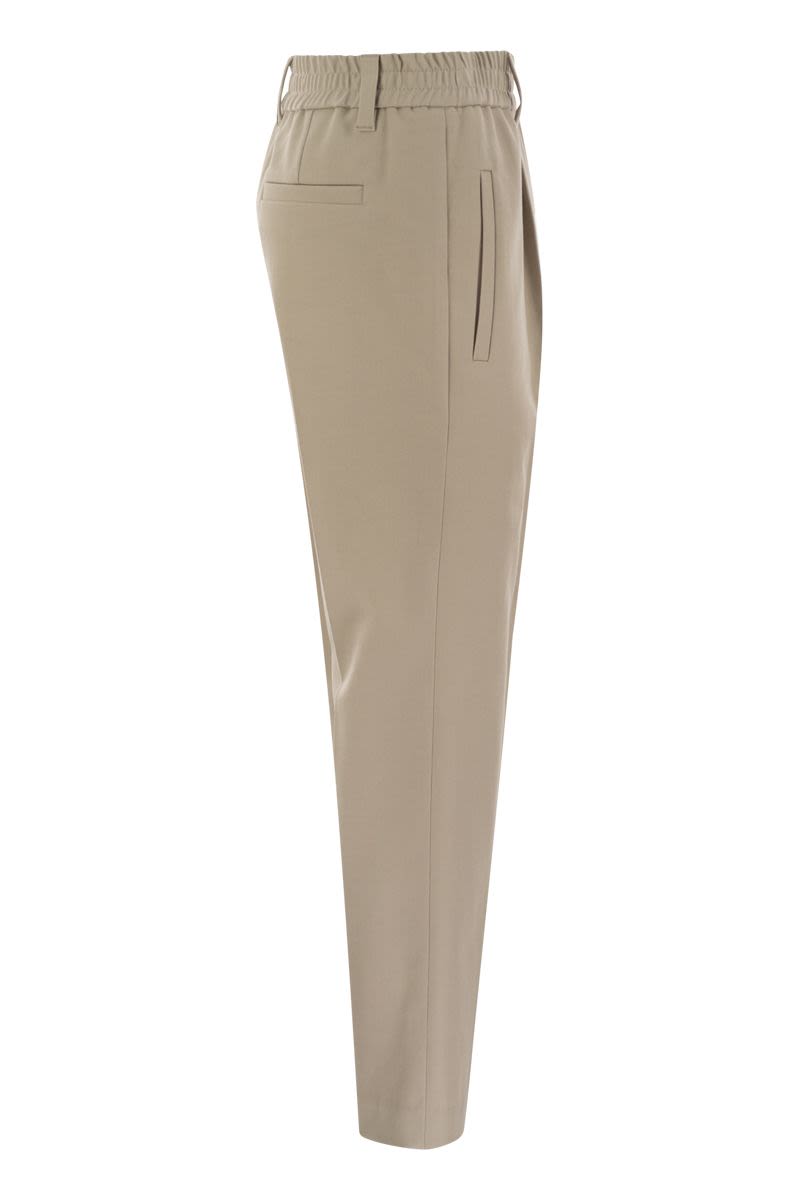 BRUNELLO CUCINELLI Elegant Stretch Cotton Jewel-Embellished Trousers