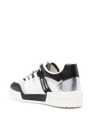 MOSCHINO COUTURE Multicolor Leather Sneakers with Logo-Tape Detailing for Women