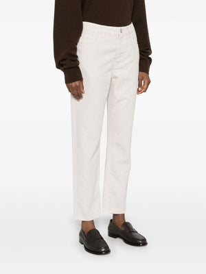 BRUNELLO CUCINELLI Classic Tapered Cotton Trousers - Women's Ivory, FW24