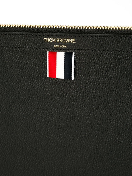 THOM BROWNE Mini Document Holder in Pebble Grain Leather