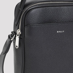 BALLY Mini Black Leather Crossbody Bag W:17CM H:23CM D:8CM