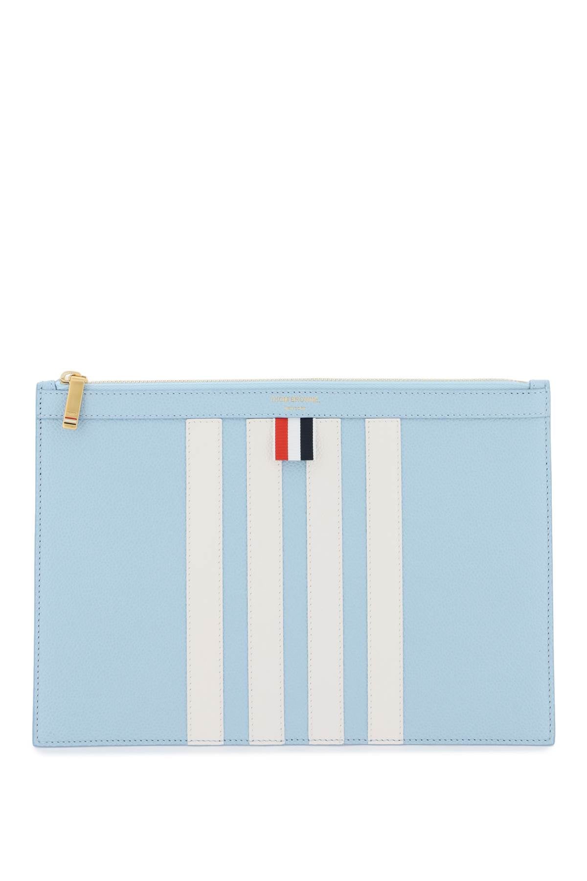 THOM BROWNE Light Blue 4-BAR Pouch Handbag for Men