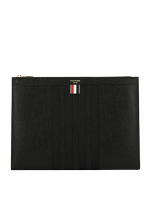 THOM BROWNE Sleek and Sophisticated Black Leather Document Holder for Men
