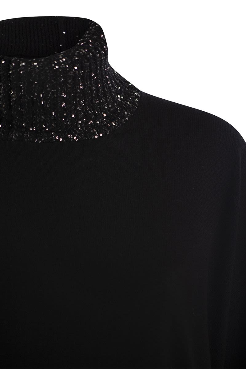 FABIANA FILIPPI Luxurious Wool-Silk-Cashmere Turtleneck Sweater with Sequin Collar