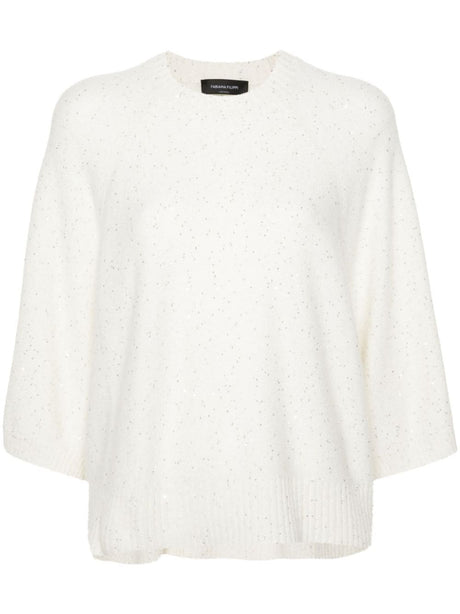 FABIANA FILIPPI Elegant Wool-Silk Blend Sweater with Sequin Accents - Women's Medium