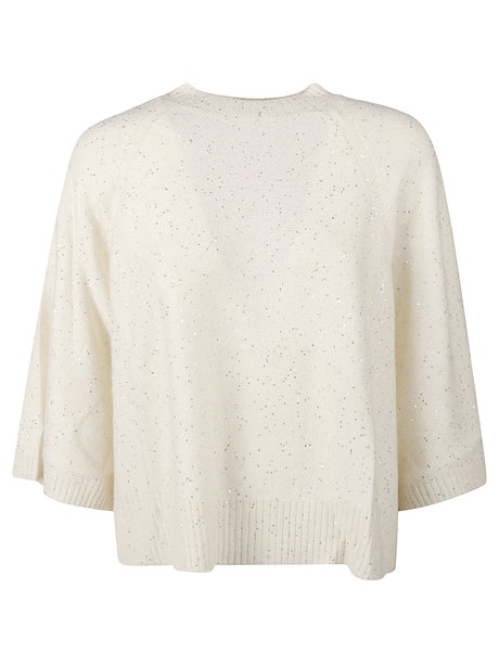 FABIANA FILIPPI Elegant Wool-Silk Blend Sweater with Sequin Accents - Women's Medium