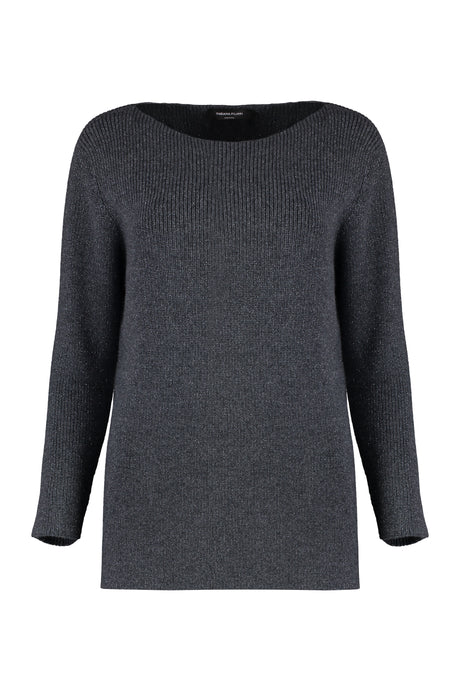 FABIANA FILIPPI Elegant Grey Wool Blend Sweater with Lurex Accents