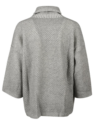 FABIANA FILIPPI Cozy Grey Wool-Silk Blend Roll Neck Sweater