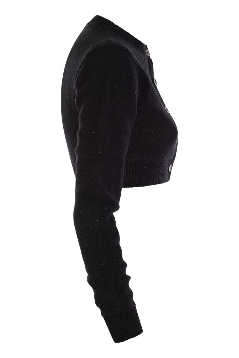 FABIANA FILIPPI Black Short Cardigan with Micro Sequins for Women