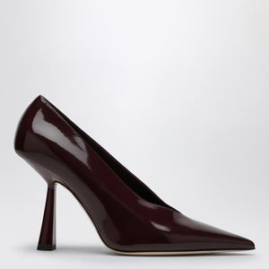 JIMMY CHOO Burgundy Patent Leather Pointed Pumps with High Heel