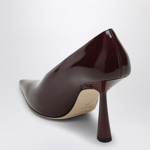 JIMMY CHOO Burgundy Patent Leather Pointed Pumps with High Heel