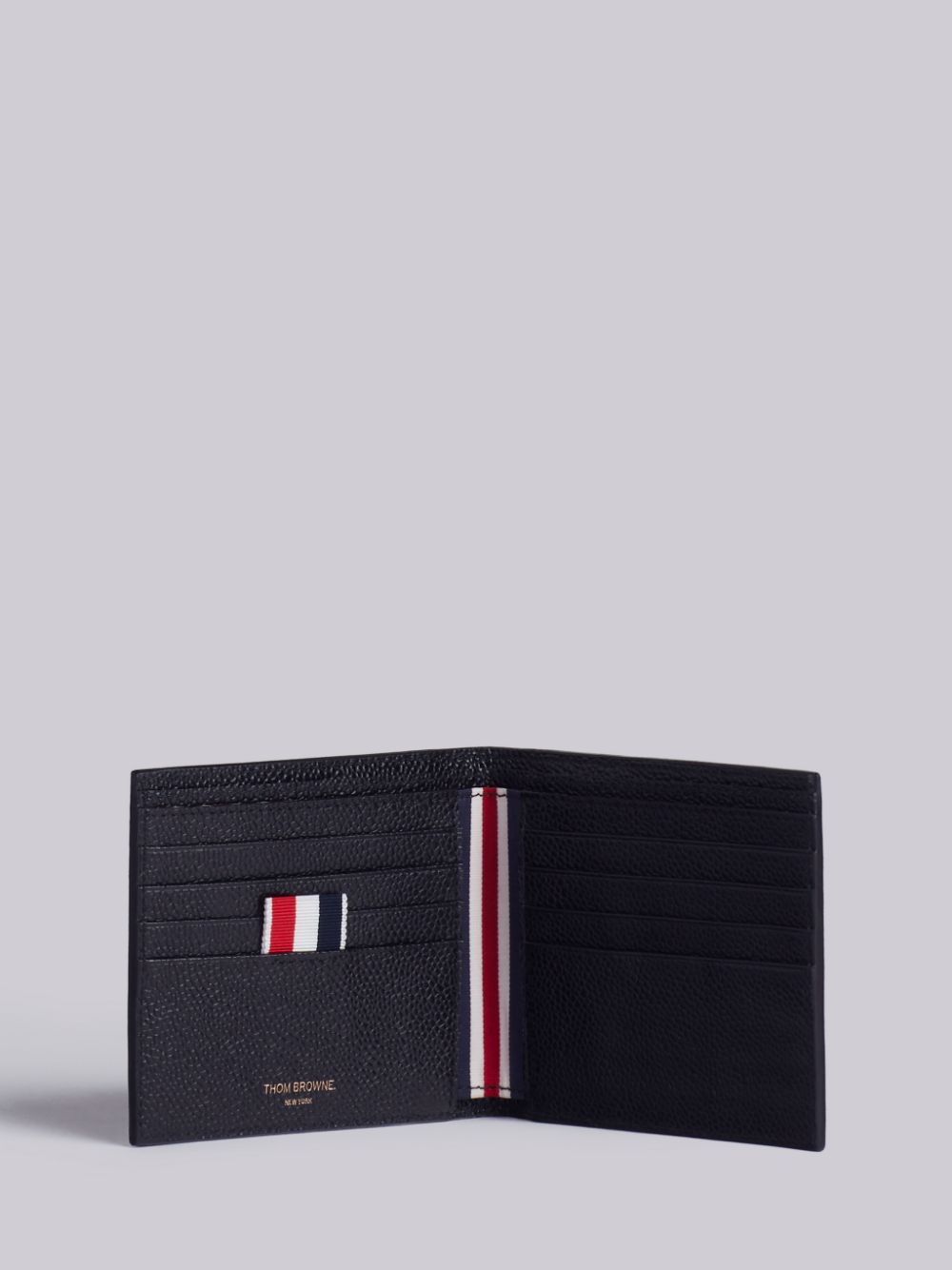 THOM BROWNE Pebble Grain Mini Black Leather Wallet