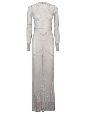SANTA BRANDS Women's Silver Maxi Dress with Rhinestone Detail for FW23