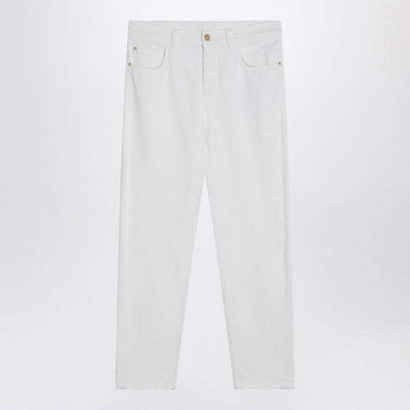 BRUNELLO CUCINELLI Essential White Cotton Trousers for Women - FW24