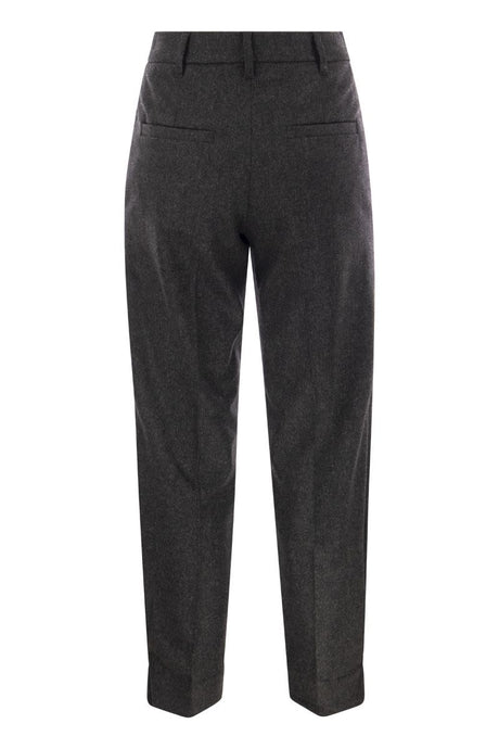 BRUNELLO CUCINELLI Sophisticated Grey Sartorial Trousers in Wool and Cashmere - FW23