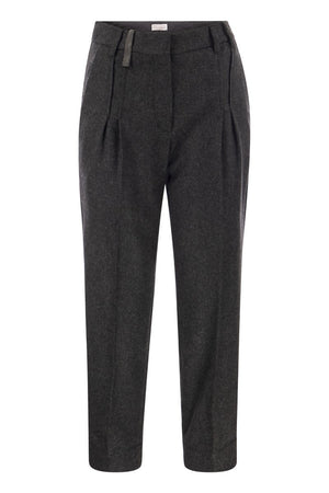 BRUNELLO CUCINELLI Sophisticated Grey Sartorial Trousers in Wool and Cashmere - FW23