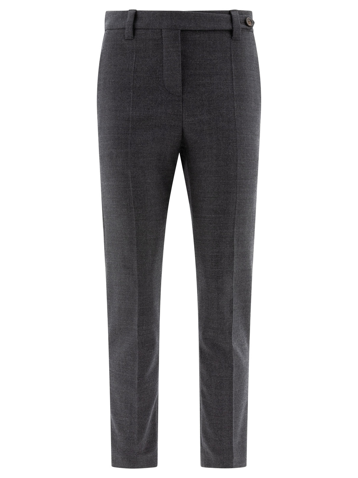 BRUNELLO CUCINELLI Elegant Wool Cigarette Trousers with Monili Bead Detail