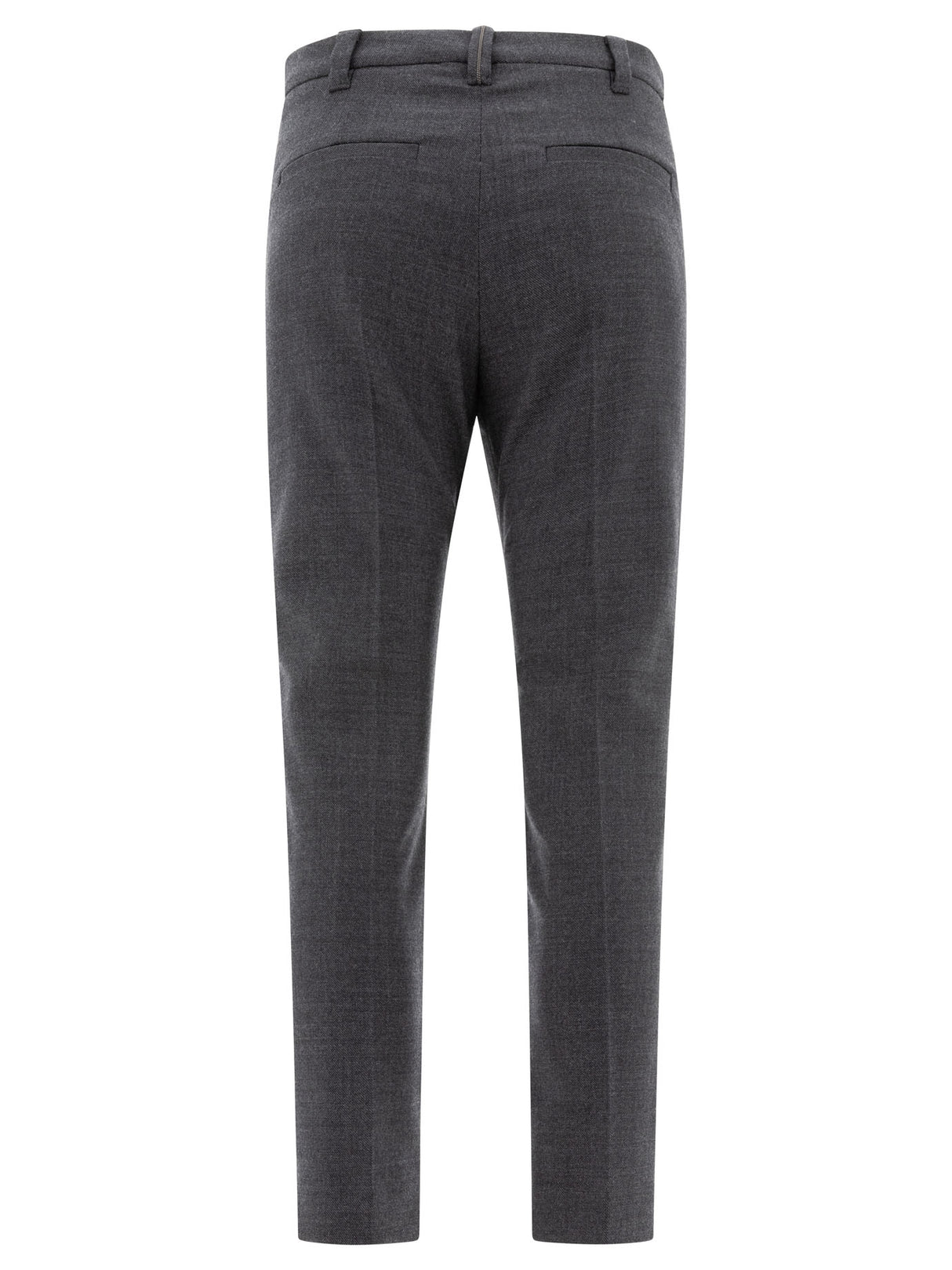 BRUNELLO CUCINELLI Elegant Wool Cigarette Trousers with Monili Bead Detail