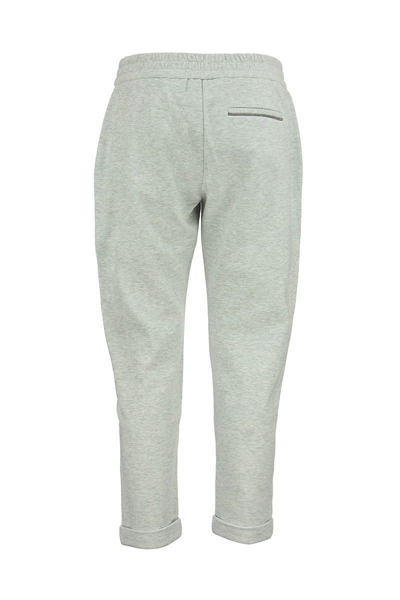 BRUNELLO CUCINELLI Lightweight Stretch Cotton Fleece Trousers for Women in Grey FW21