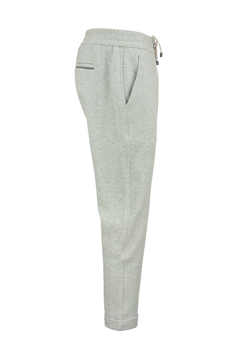 BRUNELLO CUCINELLI Lightweight Stretch Cotton Fleece Trousers for Women in Grey FW21