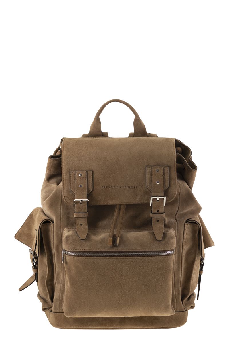 BRUNELLO CUCINELLI Velvety Suede City Backpack - 30 x 41.5 x 20 cm