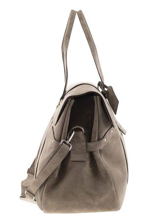 BRUNELLO CUCINELLI Suede Weekender Country Handbag - Spacious Design (W 52 x H 34 x D 22 cm)