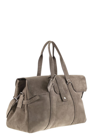 BRUNELLO CUCINELLI Suede Weekender Country Handbag - Spacious Design (W 52 x H 34 x D 22 cm)