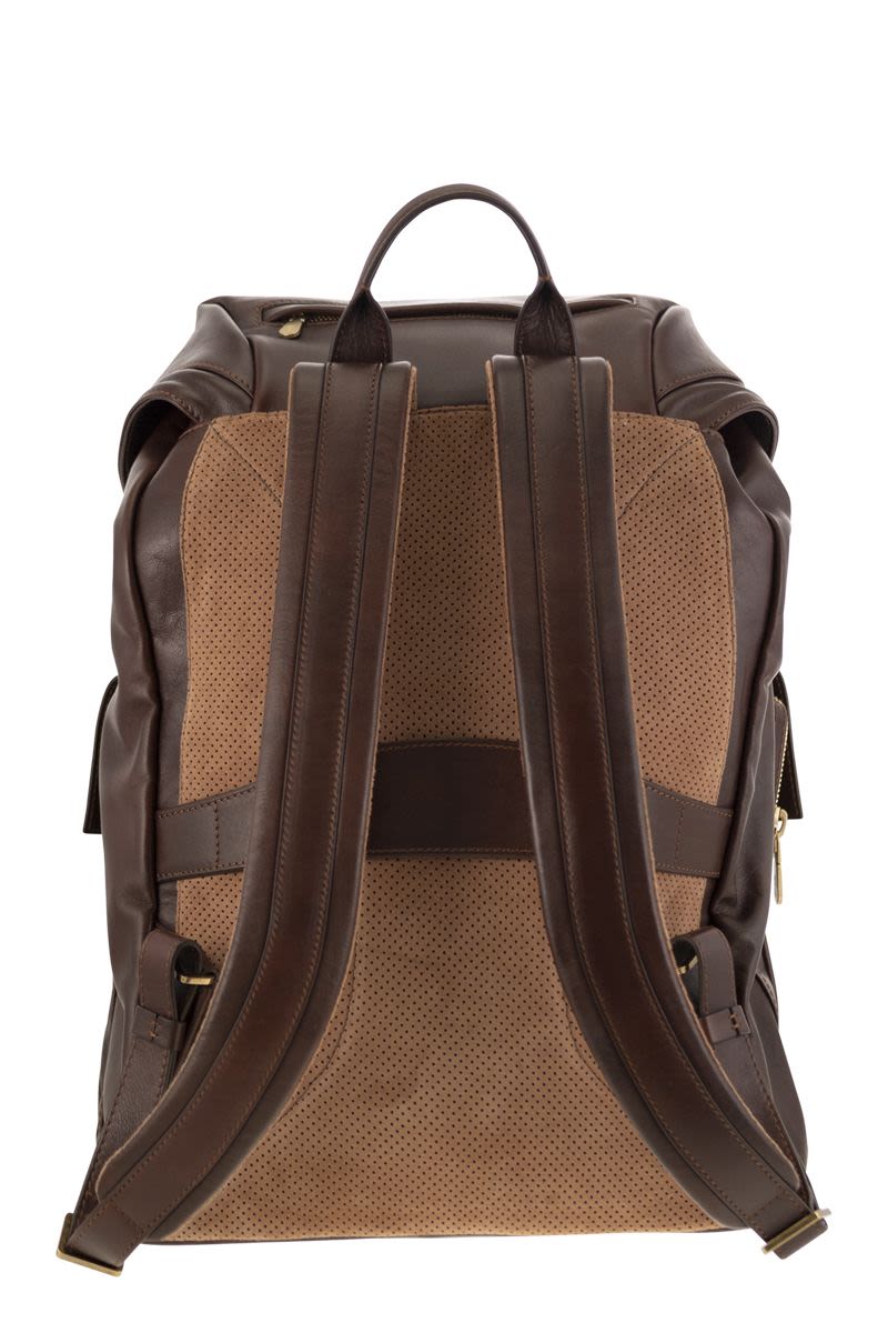 BRUNELLO CUCINELLI Elegant Leather Backpack 32x44x18 cm