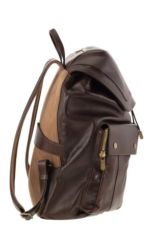 BRUNELLO CUCINELLI Elegant Leather Backpack 32x44x18 cm