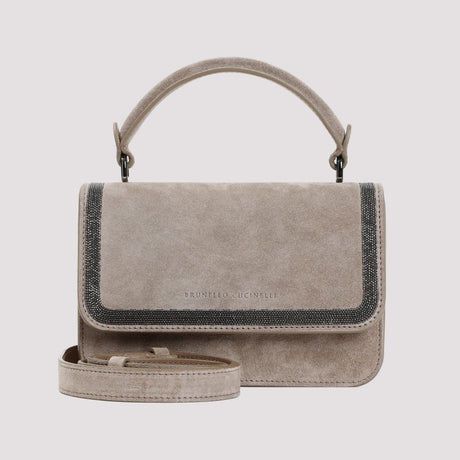 BRUNELLO CUCINELLI Gray Suede Handbag - Women's Shoulder & Crossbody Bag
