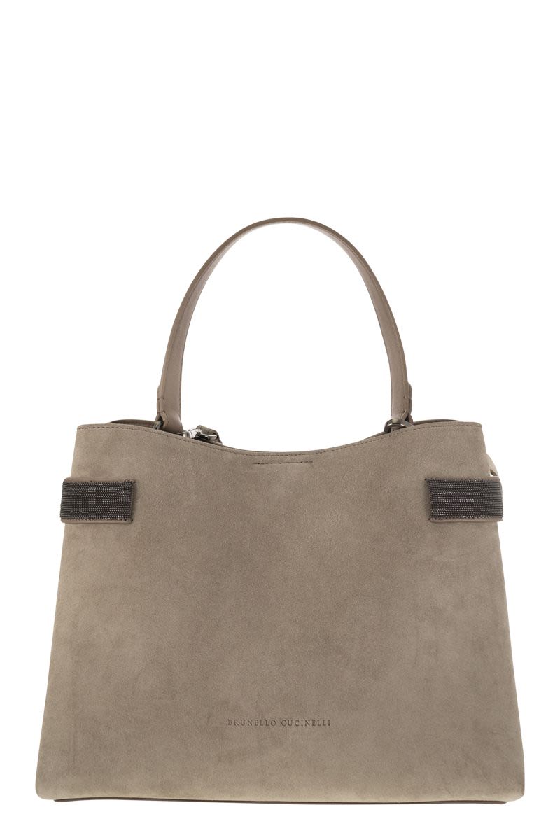 BRUNELLO CUCINELLI Elegant Mini Suede Handbag with Jewel Accents