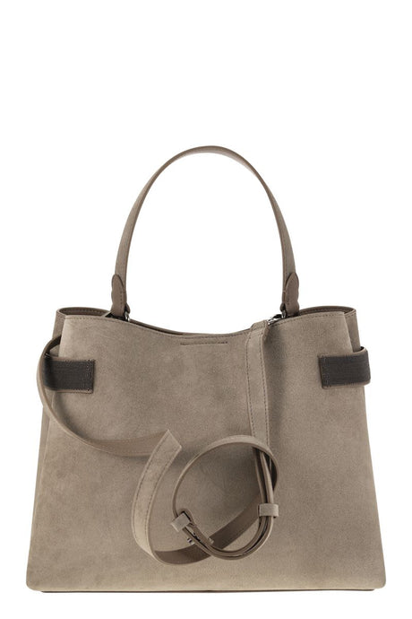 BRUNELLO CUCINELLI Elegant Mini Suede Handbag with Jewel Accents