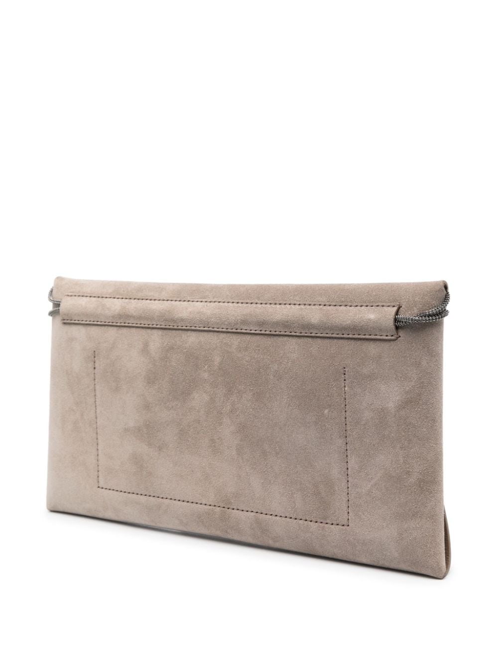 BRUNELLO CUCINELLI Mini Suede Envelope Clutch with Chain-Link Strap